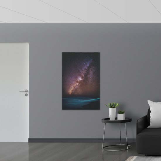 WallClassics - Plaque de Mousse PVC - Ciel Étoilé au Bord de la Mer - 80x120 cm Photo sur Plaque de Mousse PVC