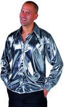 Volwassenenkostuum Disco hemd folie zilver metalic maat L