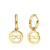 Lucardi Dames Goldplated oorbellen met open infinity - Oorbellen - Cadeau - Moederdag - Staal - Goudkleurig