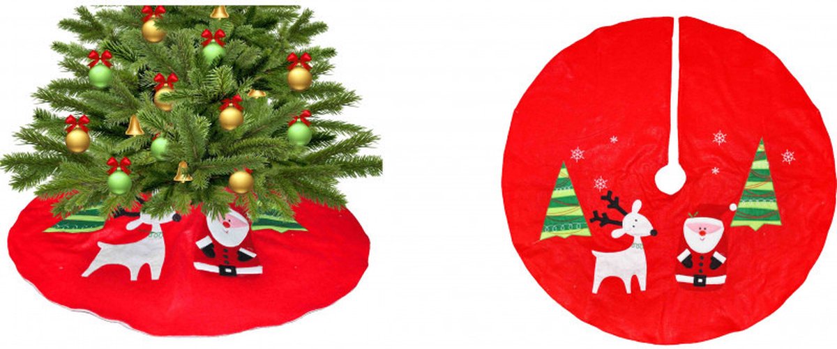 Decoris Kerstboomrok/kerstboom - kleed - rood - vilt - 90 cm - Kerstversiering - Kerstboom rok/rokken