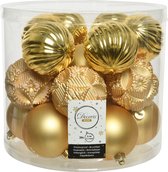 Decoris Kerstballen - 20 stuks - kunststof - mix goud - 8 cm