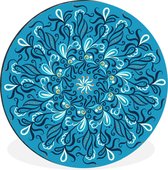 WallCircle - Wandcirkel - Muurcirkel - Mandala - Blauw - Patronen - Aluminium - Dibond - ⌀ 60 cm - Binnen en Buiten