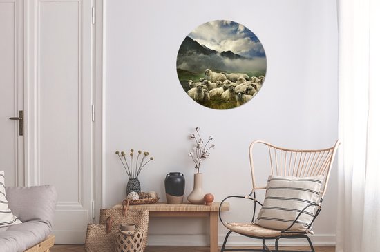 WallCircle - Peinture - Mouton Herbe Berg - Multicolore - 60 X 60 Cm
