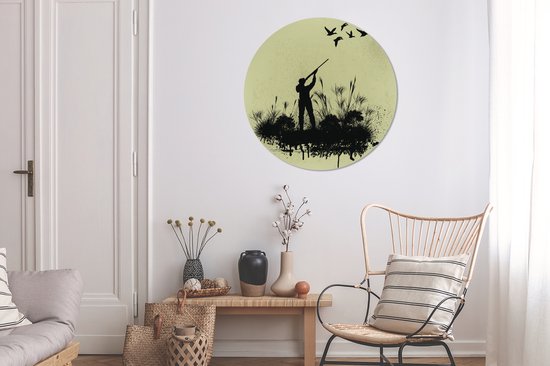 Une illustration d'une chasse aux canards Cercle mural aluminium ⌀ 90 cm - impression photo sur cercle mural / cercle vivant / cercle de jardin (décoration murale)