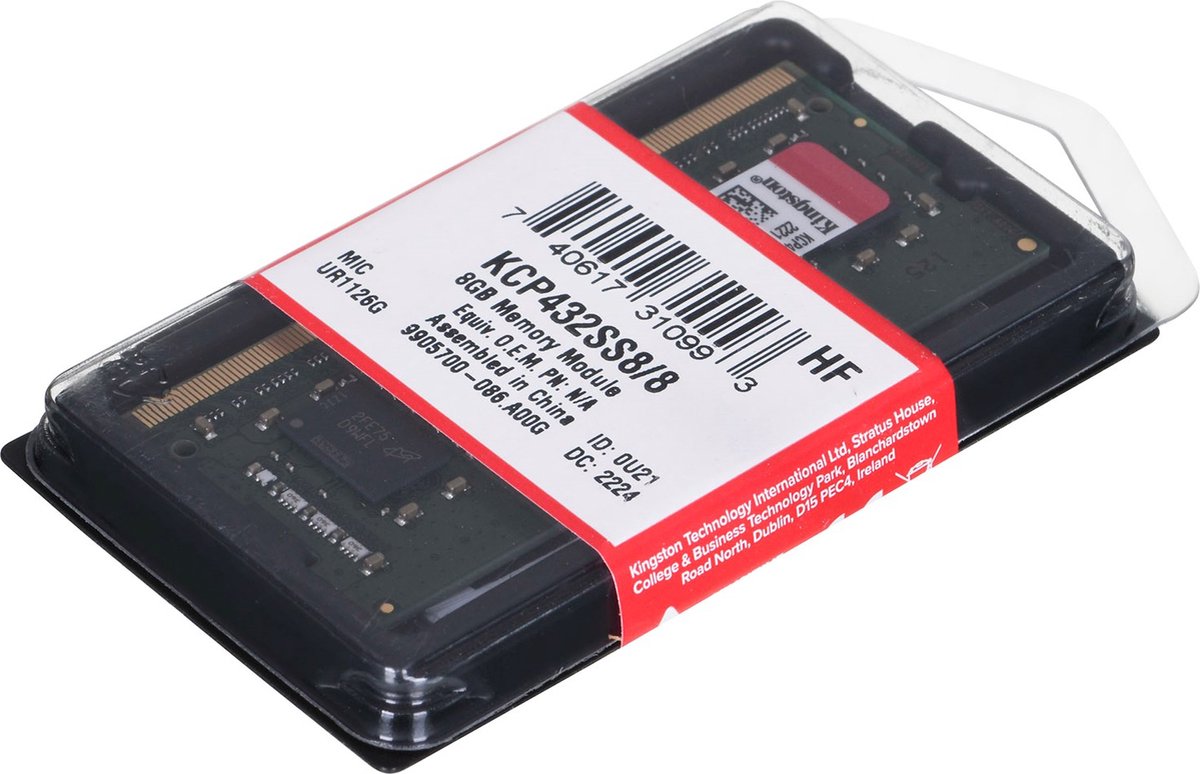 Kingston KCP432SS8/8 - Laptopgeheugen - 8GB - 3200MHz - DDR4 - SODIMM - 1 x 8 GB