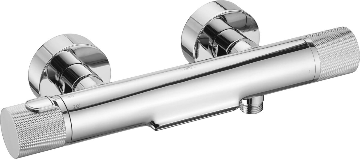 Ben Engraved Cross Badkraan - 15 cm - Thermostatisch - Chroom - Diamantpatroon - Thermostaatkraan