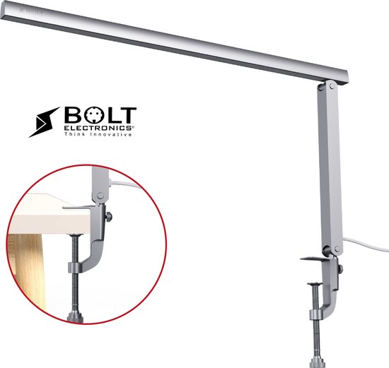 Bolt Electronics® IQ900BER Bureaulamp LED - Leeslamp - Dimbaar - Met klem - Zilver