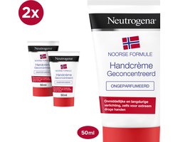 Neutrogena handcrème ongeparfumeerd - Noorse formule - voedende en beschermende handcrèms - handcrème droge en beschadigde handen - 2 x 50 ml