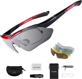 Falkann Basics - fietsbril / sportbril set + 5 verwisselbare lenzen incl. gepolariseerde Lens - Rood