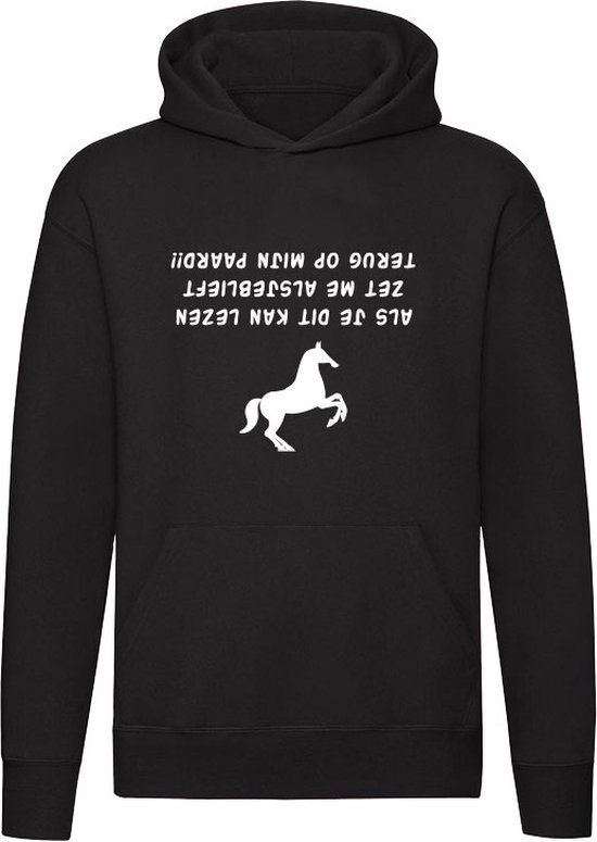 Paardrijden | Hoodie | paard | manege | dierendag | dier | pony | Unisex | Trui | Sweater | Capuchon | Zwart