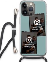 Gepersonaliseerd - Case Company® - Hoesje met koord geschikt voor iPhone 13 Pro hoesje met Koord - Polaroid Zwart - Telefoonhoesje met Zwart Koord - Extra Bescherming aan alle Kanten en Over de Schermrand