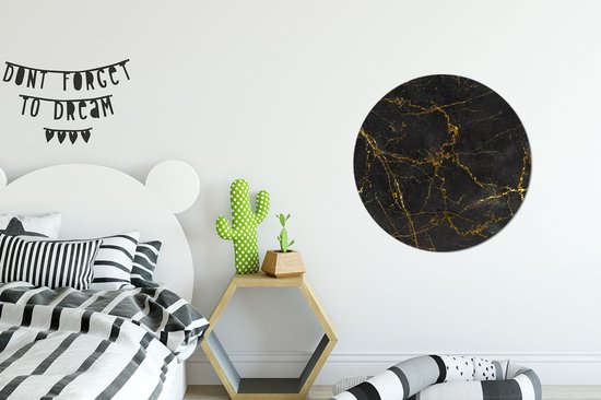 Cercle mural - Aluminium - Marbre - Or - Zwart - ⌀ 60 cm