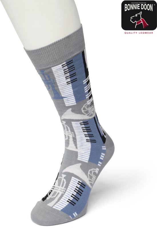 Vicloon Fantasie grappige sokken, uniseks sokken, kleurrijk, interessant, grappig, excentrisch, verschillende patronen links rechts voor heren en dames, cadeau, Muziek - 43-46, L