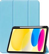 Hoesje Geschikt voor iPad 2022 Hoes Case Tablet Hoesje Tri-fold Met Uitsparing Geschikt voor Apple Pencil - Hoes Geschikt voor iPad 10 Hoesje Hard Cover Bookcase Hoes - Lichtblauw