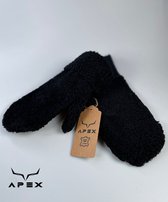 Apex Gloves Leren Harige Dames Handschoenen - Premium kwaliteit %100 Schapenleer - Zwart -  Winter - Extra warm - Maat M