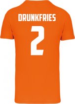 T-shirt Drunkfries 2 | Oranje Shirt | Koningsdag Kleding | Oranje | maat 5XL