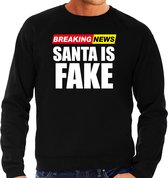 Bellatio Decorations Foute humor Kersttrui breaking news fake Kerst - sweater zwart - heren XL