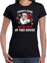 Bellatio Decorations Foute humor Kerst T-shirt kerstman - shirt - dames - zwart XS