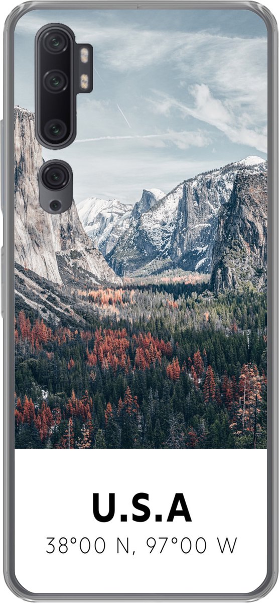 Telefoonhoesje Geschikt voor Xiaomi Mi Note 10 hoesje - Yosemite - Amerika - Wyoming - Bos - Bergen - Siliconen Telefoonhoesje Telefoonhoesje