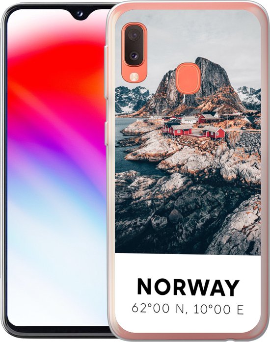 Coque Samsung Galaxy A20e - Norvège - Water - Montagnes - Coque de téléphone en Siliconen