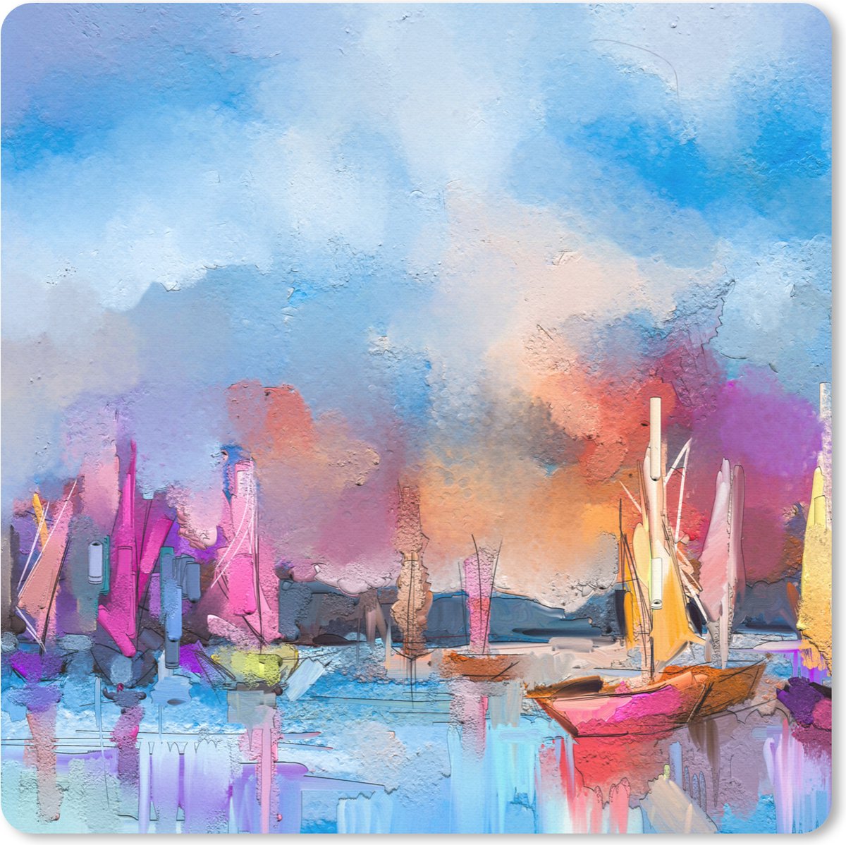 Muismat 30x30 cm - Mousepad Schilderij - Boten - Water - Muismatten