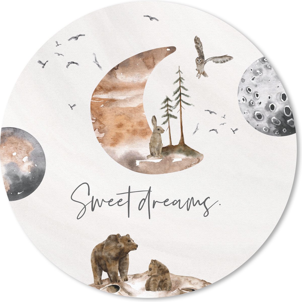 Muismat rond 20x20 cm - Mousepad Quotes - Kinderen - Spreuken - Sweet dreams - Jongens - Meisjes - Kids - Ronde muismatten