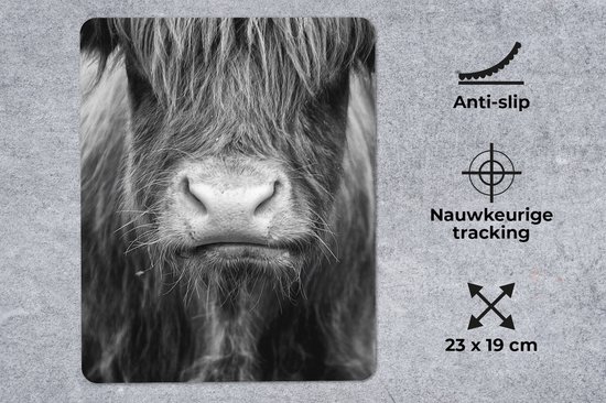 Muismat - Mousepad - Schotse Hooglander - Haar - Dieren - 19x23 cm - Muismatten