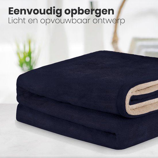 Auronic Elektrische Deken - 160 x 120 cm - 1 Persoons Warmtedeken - 3 Warmtestanden met Timer - Verwarmingsdeken - Nachtblauw