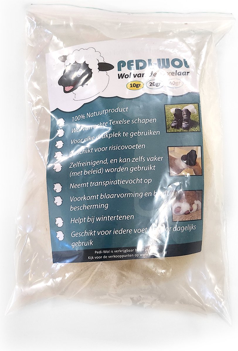 Pedi-Wol 10 gram - Wol van de Texelaar - De natuurlijke anti-druk oplossing bij blaren en voetklachten