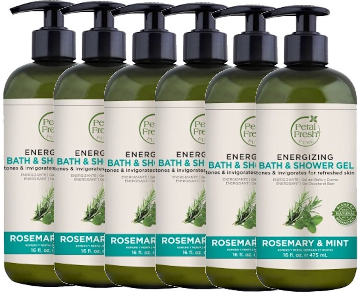 PETAL FRESH - Bath & Shower Gel Rosemary & Mint - 6 Pak - Voordeelverpakking
