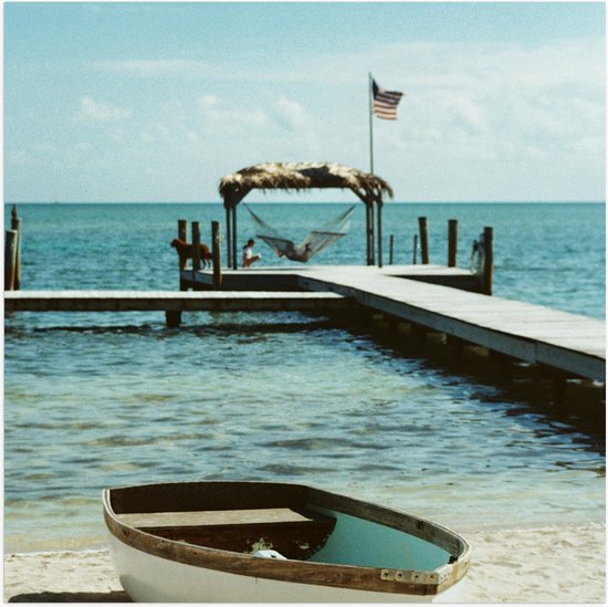 WallClassics - Poster Glossy - Bateau à Pont dans l' Water - 50x50 cm Photo sur Papier Poster avec Finition Brillante