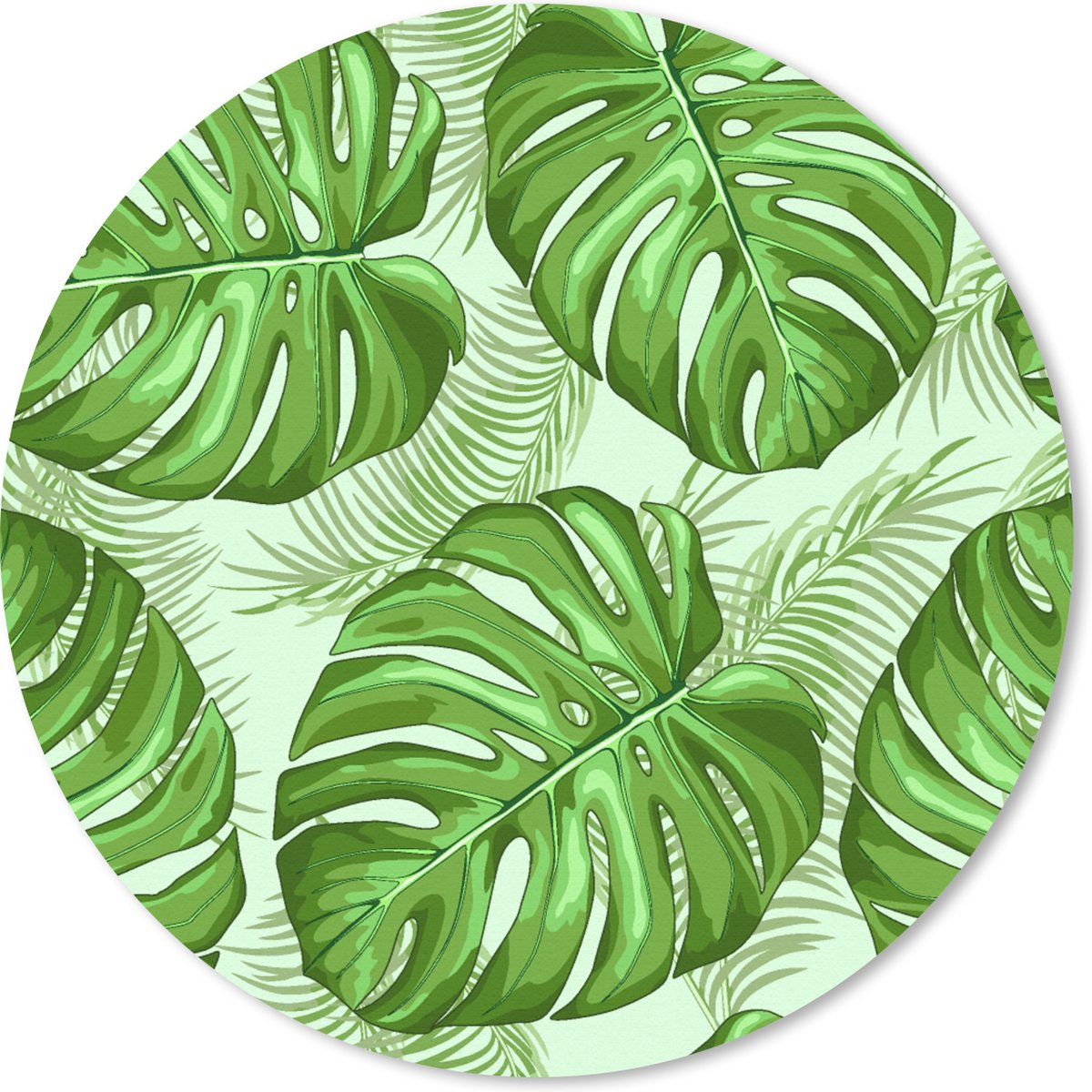 Muismat rond 30x30 cm - Mousepad Monstera - Palmblad - Patronen - Ronde muismatten