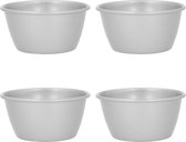 Krumble Puddingvorm - Set van 4 - Timbaalvorm - Puddingvorm - Pannacottavorm - Lichtgrijs - Metaal - 8 x 4 cm