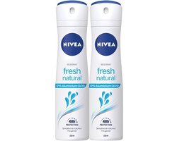NIVEA Fresh Natural Deodorant Spray - Aluminiumvrij - Alcoholvrij - 48u bescherming - Duopack - 2 x 150 ml