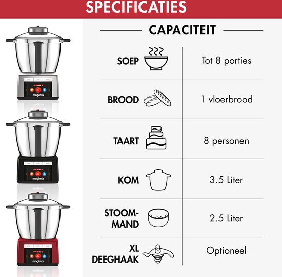 Magimix Cook Expert Inductie Foodprocessor - Cookprocessor met 12 Programma’s - Rood van Magimix — afbeelding 3
