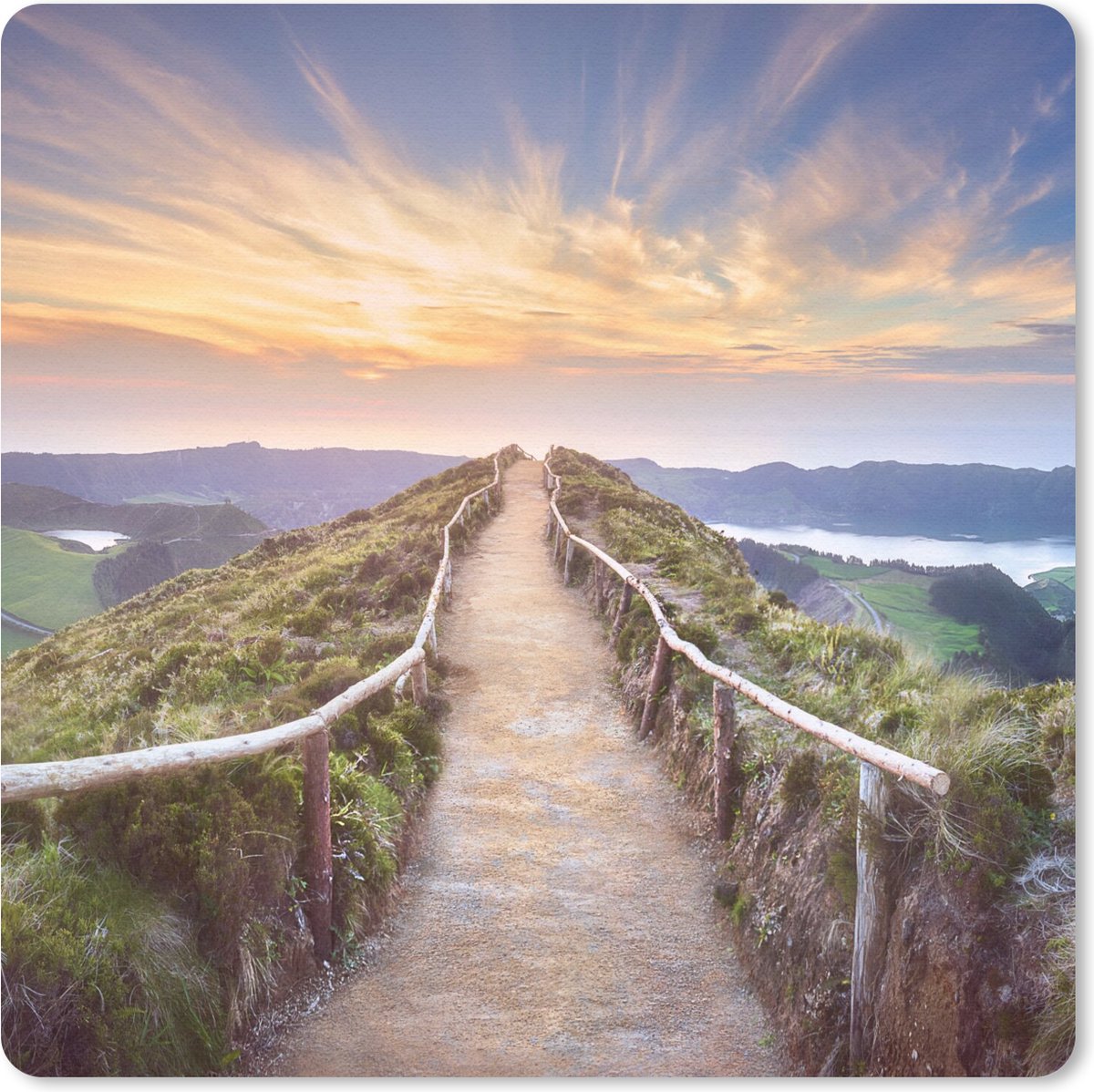 Muismat 20x20 cm - Mousepad Bergen - Natuur - Pad - Muismatten