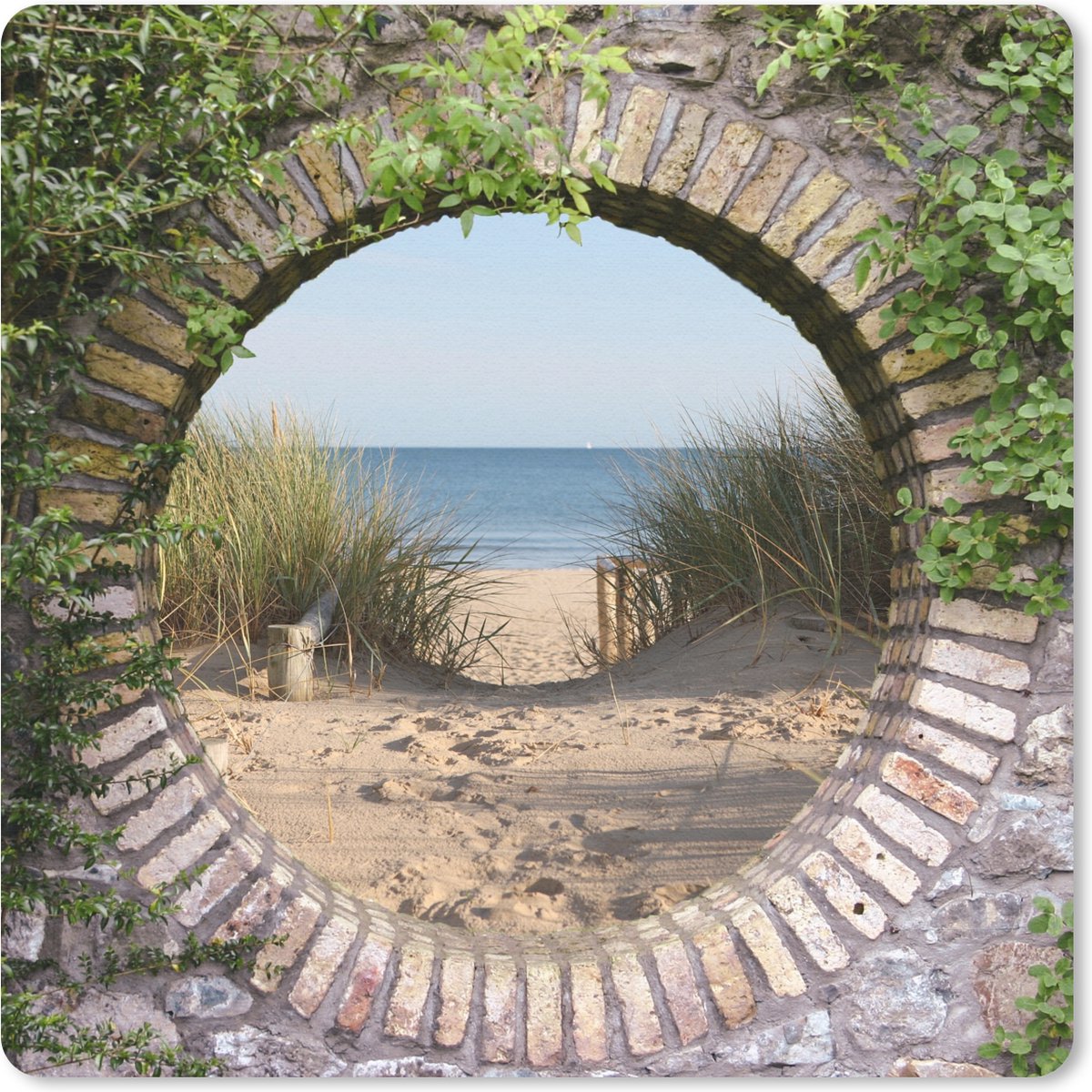 Muismat 30x30 cm - Mousepad Doorkijk - Strand - Duin - Zomer - Muismatten