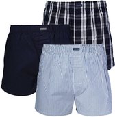 Calvin Klein Woven Boxers (3-pack) - wijde heren boxershorts katoen - blauw gestreept en geruit - Maat: XL