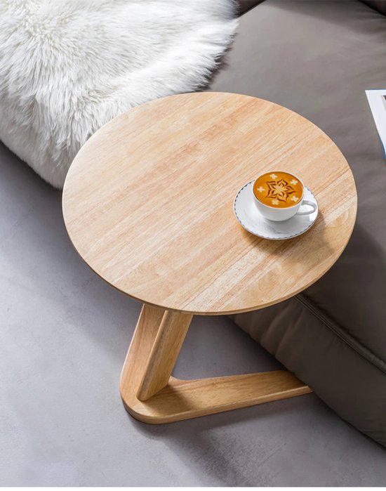 Kleine bijzettafel voor de woonkamer - Rond houten nachtkastje met