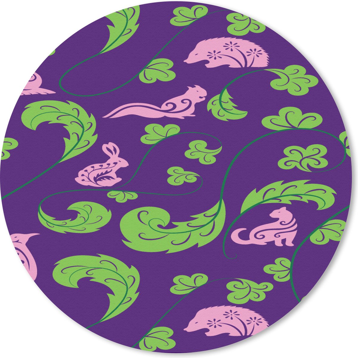 Muismat rond 50x50 cm - Mousepad Bladeren - Dieren - Patronen - Ronde muismatten