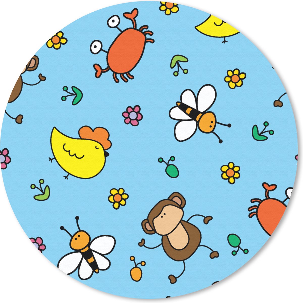 Muismat rond 20x20 cm - Mousepad Dieren - Bijen - Patronen - Ronde muismatten