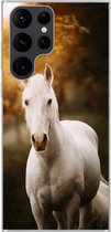 Geschikt voor Samsung Galaxy S22 Ultra hoesje - Paard - Licht - Zon - Siliconen Telefoonhoesje