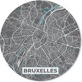 Muismat - Mousepad - Rond - Stadskaart – Grijs - Kaart – Bruxelles – België – Plattegrond - 50x50 cm - Ronde muismat