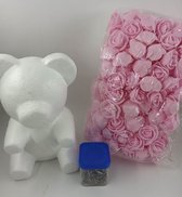 Rozen beer - Flower bear - Bloemen beer- Rose bear - 20 cm - licht roze