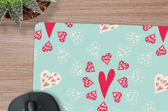 Muismat 23x19 cm - Mousepad Hartjes - Patronen - Pastel - Muismatten