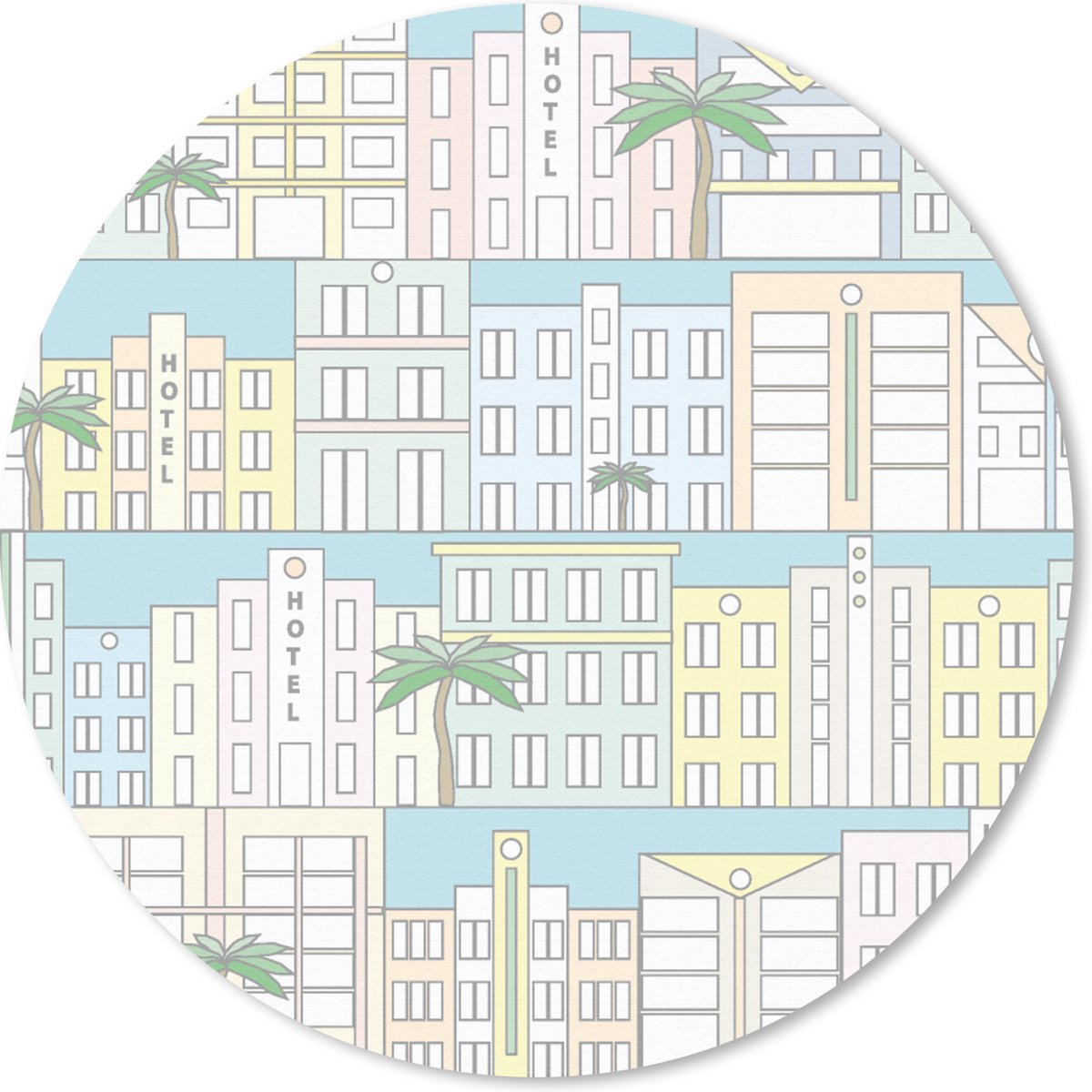 Muismat rond 30x30 cm - Mousepad Miami - Skyline - Patroon - USA - Ronde muismatten