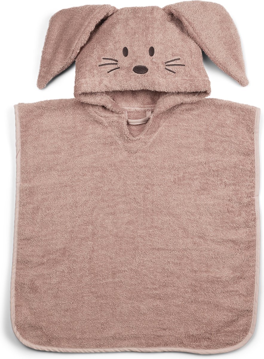 Nuuroo Badponcho - Badcape - Capouchon met konijnenoren - Roze - Biologisch katoenen badstof badponcho 9-24 maanden