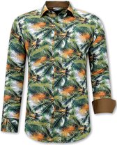 Heren Overhemd Tropical Print - 3114 - Groen