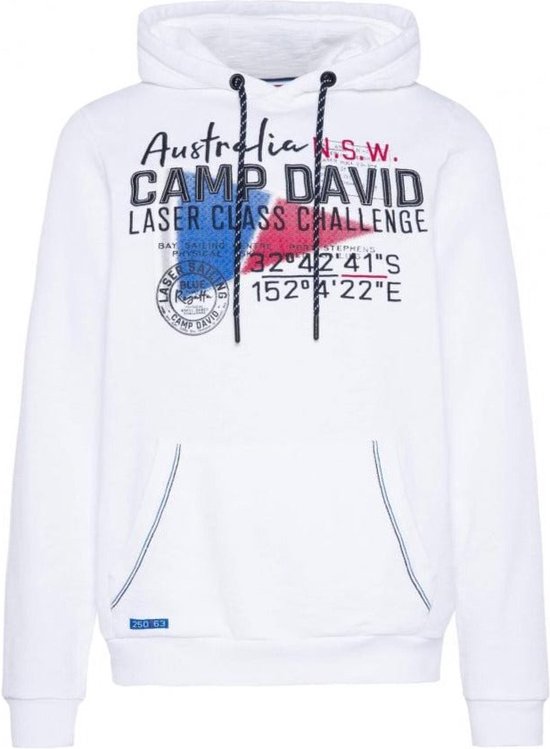 Camp David Hoodie Sweatshirt met logo-applicaties, wit (3XL) | bol.com