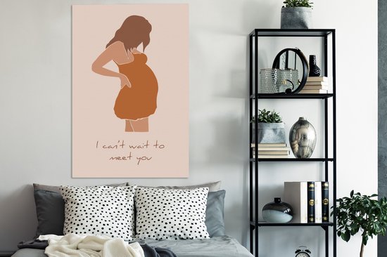 Toile Peinture Enceinte - Maternité - Maman - 80x120 cm - Décoration murale